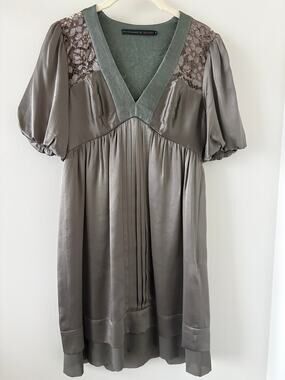 Silk Guipure Lace Cocktail Dress Sz 2 Designer Old Money Luxury Boho Ethereal